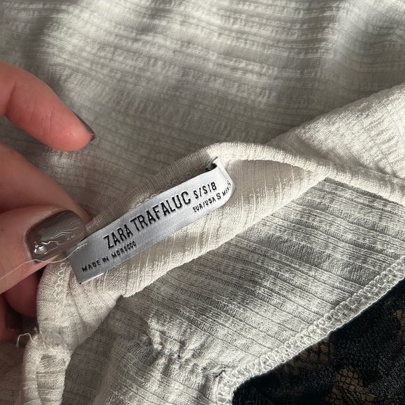 Zara Trafaluc Lace-Trimmed Ribbed Camisole - Size Small- EUC - Picture 3 of 5